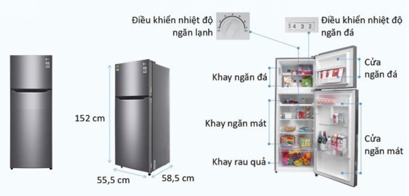 Kích thước tủ lạnh đa dạng ở từng thương hiệu, mẫu mã.