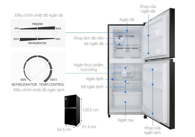 Thông số về cấu tạo và kích thước tủ lạnh mini Electrolux 85 lít.