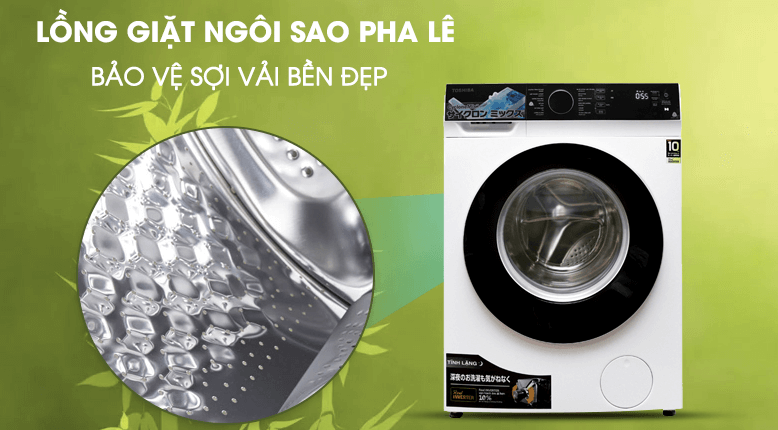 Lồng giặt được thiết kế theo thể ngôi sao pha lê.