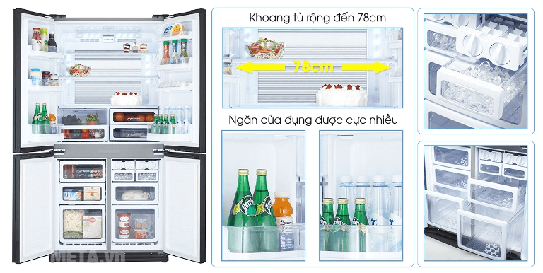 Tủ lạnh Sharp với nhiều tính năng hiện đại và khoang chứa rộng rãi.