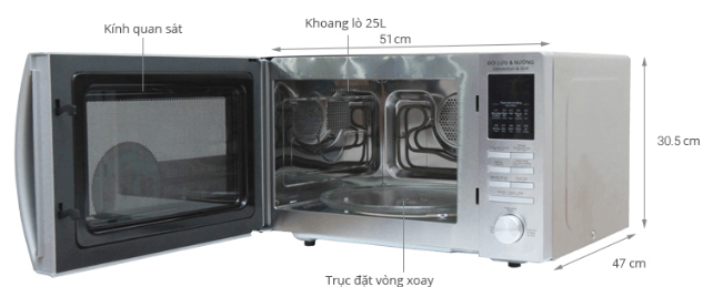 Kích thước lò vi sóng Sharp R – C825VN.