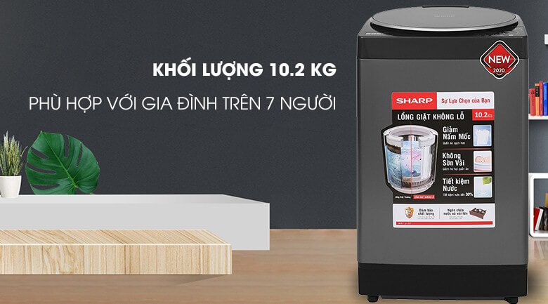 Máy giặt Sharp sở hữu khối lượng giặt và mẫu mã đa dạng.