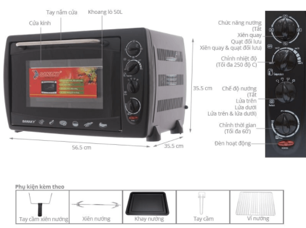 Lò nướng Sanaky VH - 509 (N/B/S) dung tích 50l