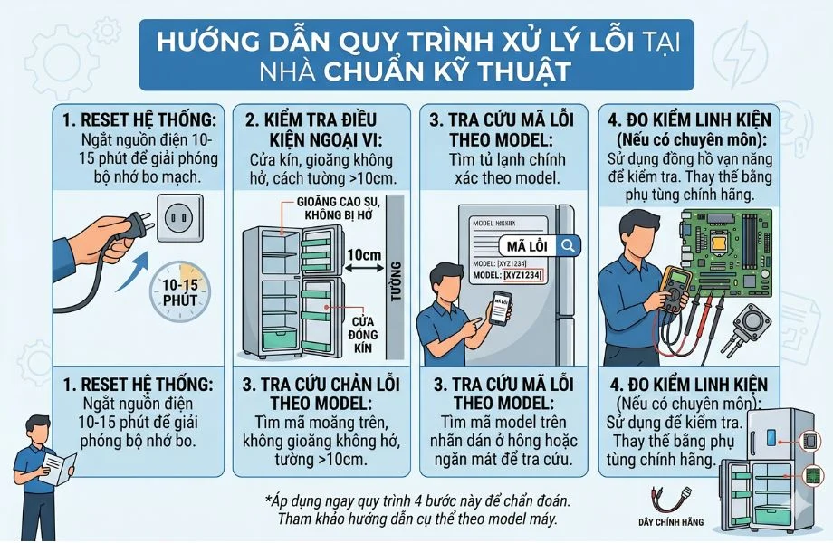 Quy trình xử lý lỗi tủ lạnh