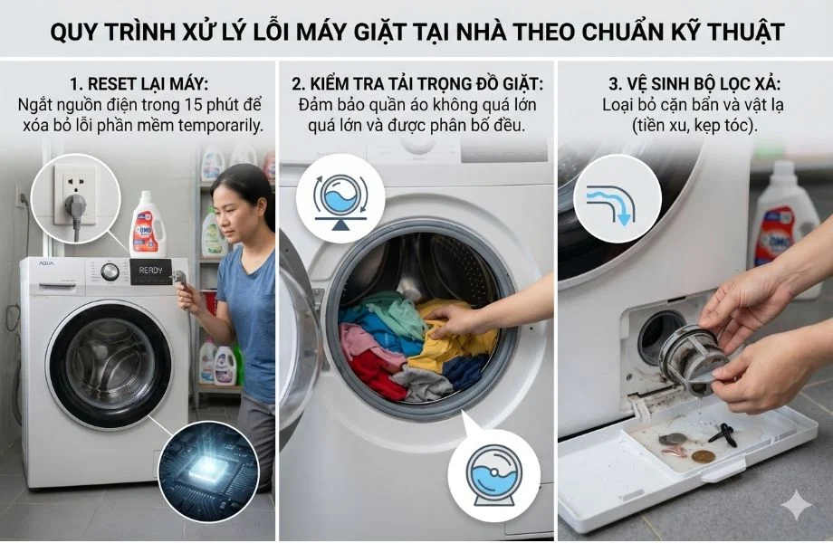 Quy trình sửa lỗi máy giặt không hoạt động