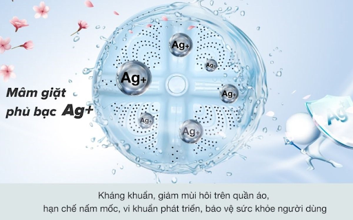 Mâm giặt Sharp phủ Ag+ - công nghệ kháng khuẩn tiên tiến