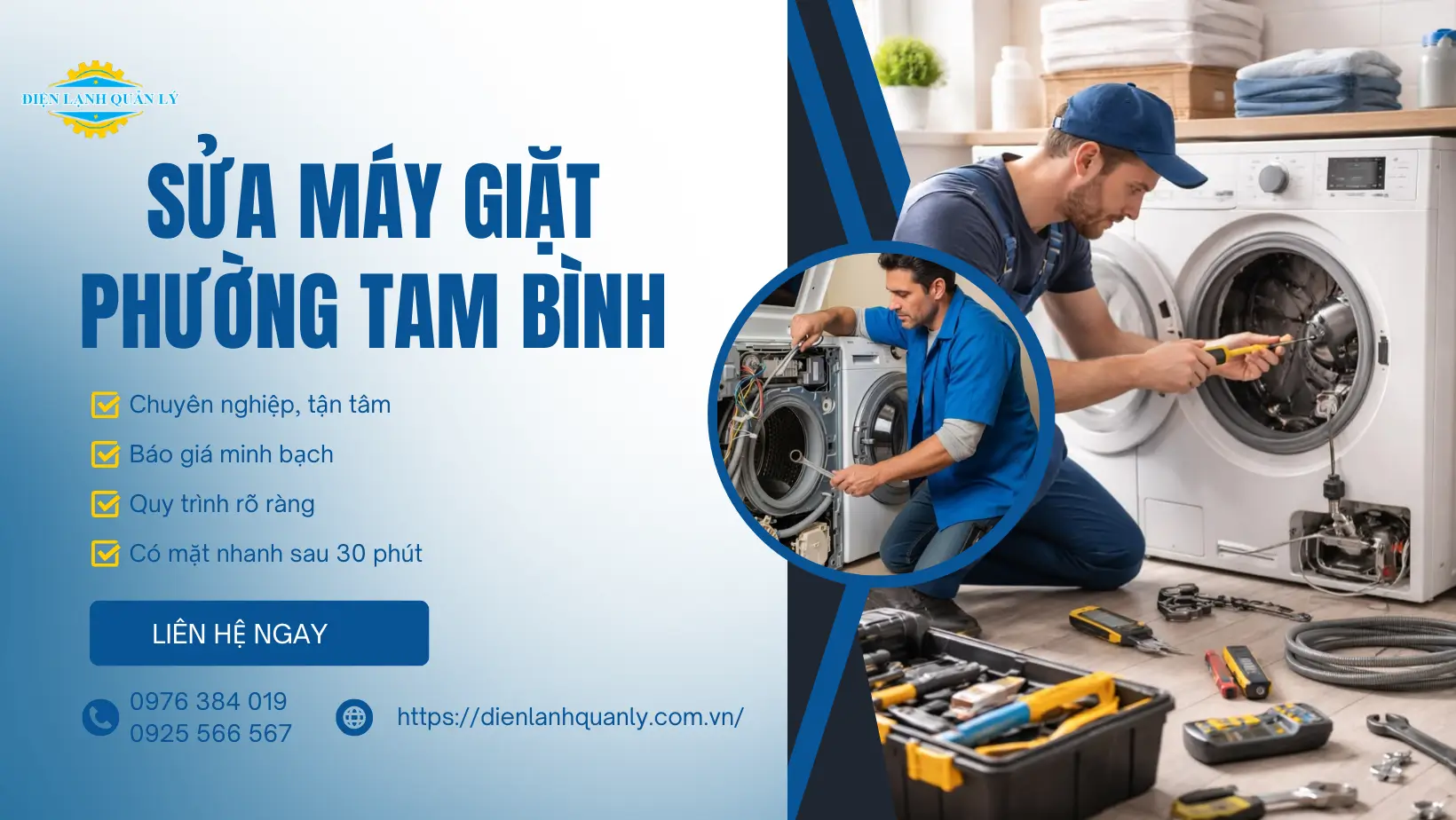 Điện Lạnh Quản Lý nhận sửa máy giặt phường Tam Bình dịch vụ nhanh chóng, tận tâm