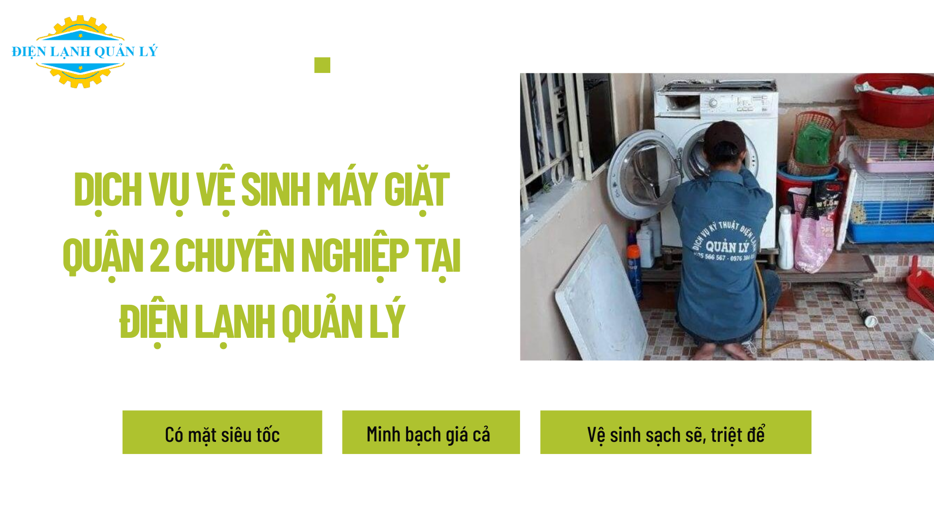 Dịch vụ vệ sinh máy giặt Quận 2 tại Điện Lạnh Quản Lý