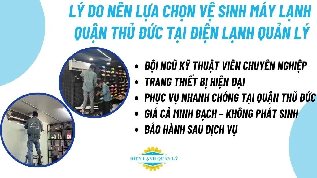 Lý do nên chọn dịch vụ vệ sinh máy lạnh quận thủ đức tại Điện Lạnh Quản Lý