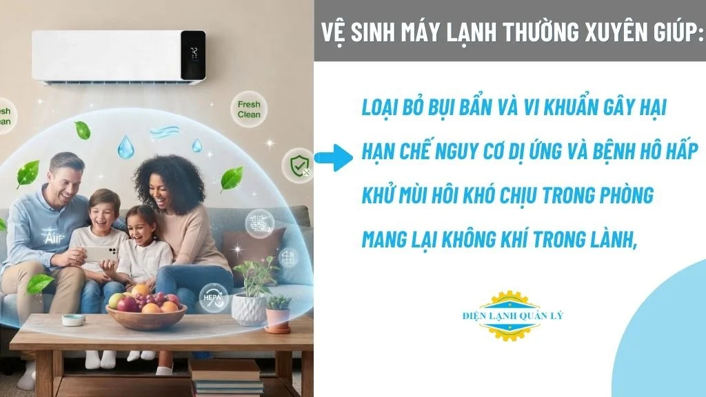 Vệ sinh máy lạnh thường xuyên giúp bảo vệ sức khỏe và cải thiện chất lượng không khí