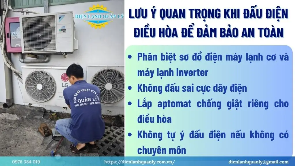 Lưu ý quan trọng khi đấu điện điều hòa để đảm bảo an toàn