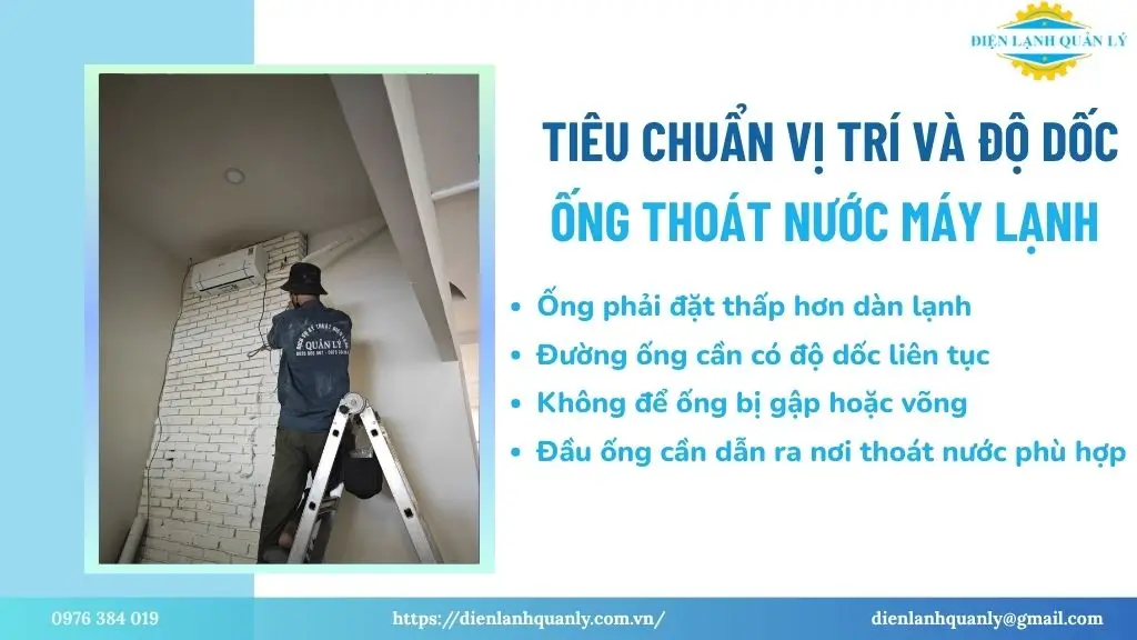 Tiêu chuẩn vị trí và độ dốc ống thoát nước máy lạnh