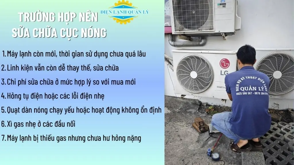 Trường hợp nên sửa chữa cục nóng