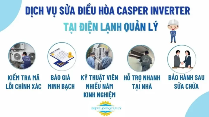 Dịch vụ sửa điều hòa Casper Inverter tại Điện Lạnh Quản Lý