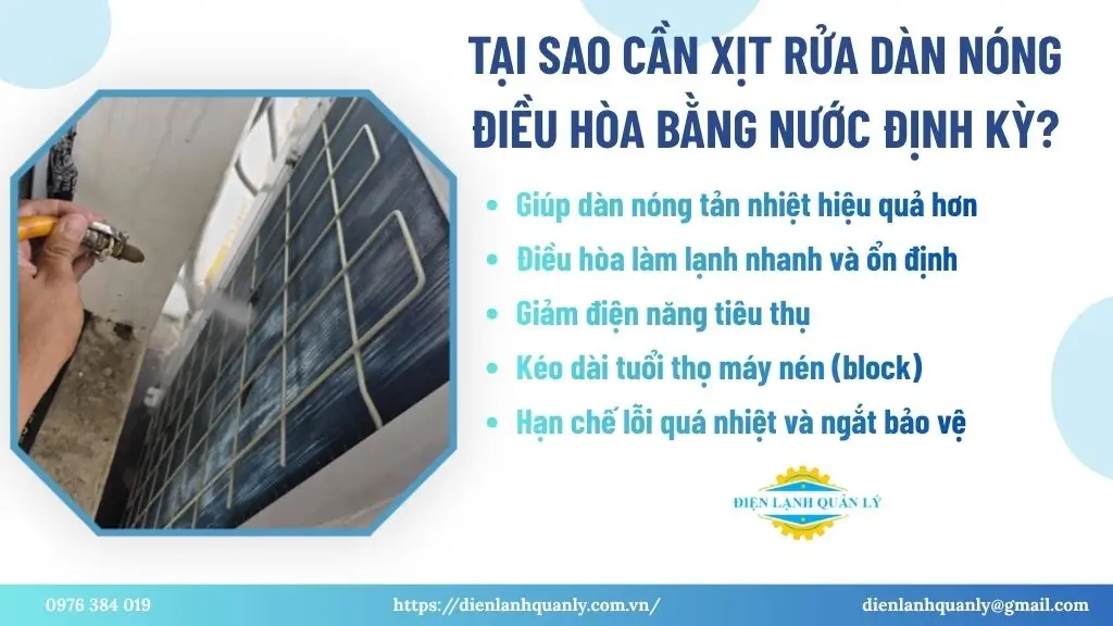 Tại sao cần xịt rửa dàn nóng điều hòa bằng nước định kỳ?
