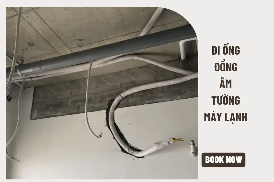Thi công ống đồng âm tường máy lạnh
