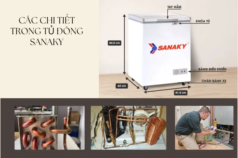 Dàn lạnh, gas làm lạnh và van tiết lưu tủ đông Sanaky Dàn lạnh, gas làm lạnh và van tiết lưu tủ đông Sanaky
