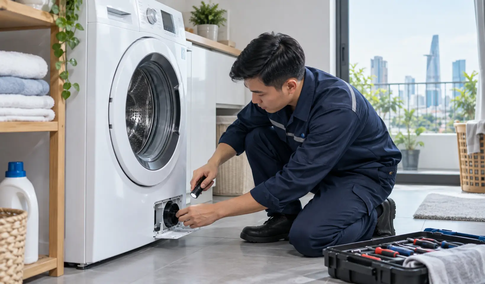 Kỹ thuật viên sửa máy giặt Electrolux tại nhà TPHCM